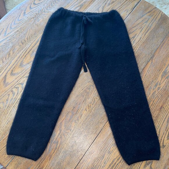 NAKED CASHMERE washed 100% cashmere black drawstring warm pant/fits kid 67? - Picture 1 of 4